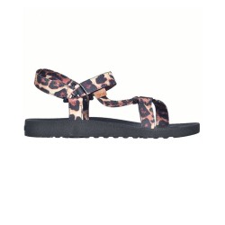 sandale noire sportive cacatoès imprimée reptile vue de profil