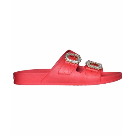 sandale rouge fantaisies cacatoès vue de profil