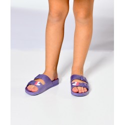 sandales violettes parme licorne cacatoès portées enfants