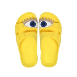 sandales jaunes patch œil cacatoès vues de haut enfants