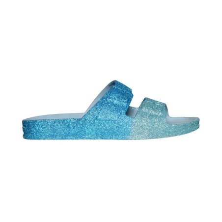 sandale bleue à paillettes cacatoès vue de profil adulte