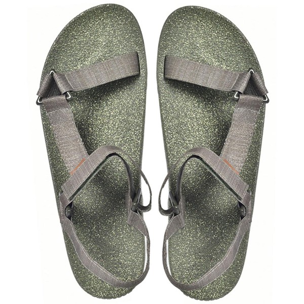 sandales vert kaki à paillettes cacatoès vues de haut