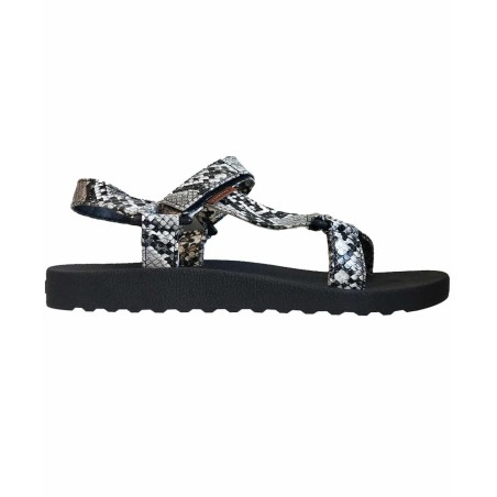 sandale noire sportive cacatoès imprimés serpent vue de profil
