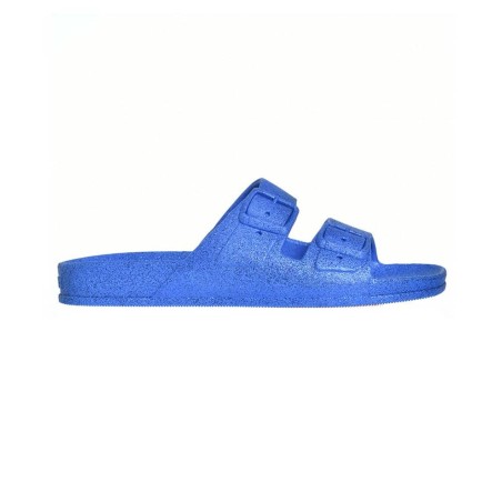 sandale pailletée bleue vue de coté