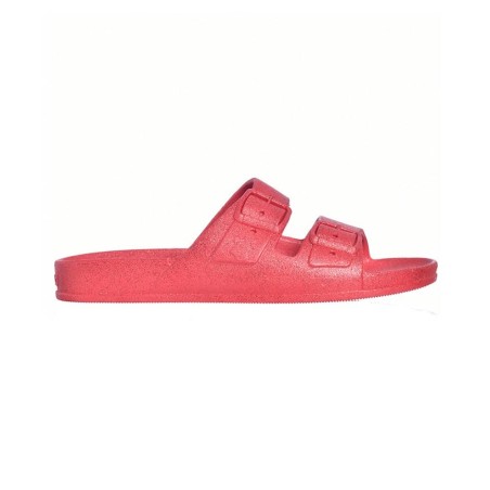 sandale rouge à paillettes cacatoès vue de profil