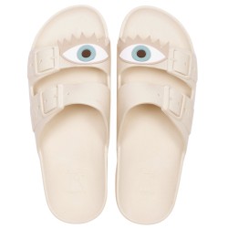 sandales craie patch œil bleu cacatoès vues de haut
