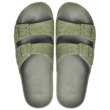 sandale vert kaki avec semelle vert kaki vue de face