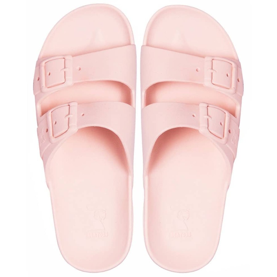 sandales couleur pastel rose vue de face