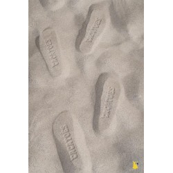 empreintes sandales cacatoès dans le sable