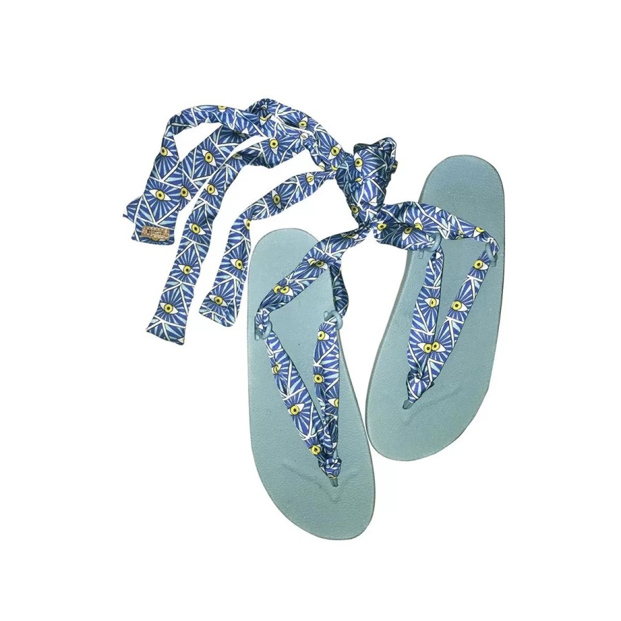 sandale à lannières cacatoès bleu vue de face