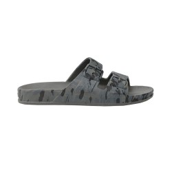 sandale à motif militaire grise vue de profil