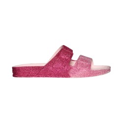 sandale à paillettes rose vue de profil