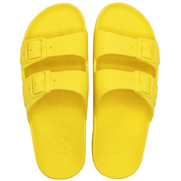 sandale jaune fluo cacatoès vue de face