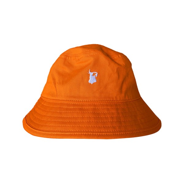 chapeau cacatoès couleur orange fluo vue sur fond blanc
