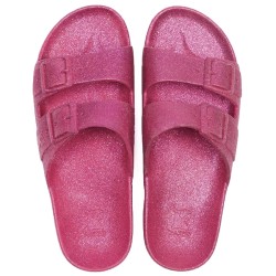 sandale rose à paillettes cacatoès vue de face