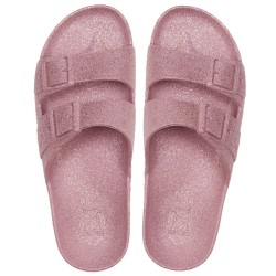 sandale rose poudrée à paillettes cacatoès vue de face