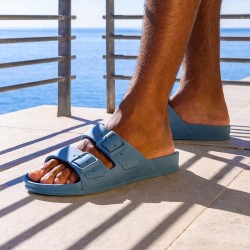 sandale bleu jean cacatoès rio de janeiro pour femme homme enfant vue portée lifestyle