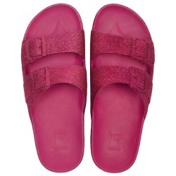 sandale rose à pailletes cacatoès vue de face