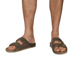 sandale cacatoès marron vue portée sur fond blanc