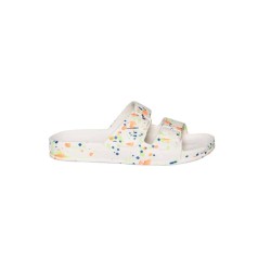 sandale blanche tachetée multicolore cacatoès vue de profil enfant