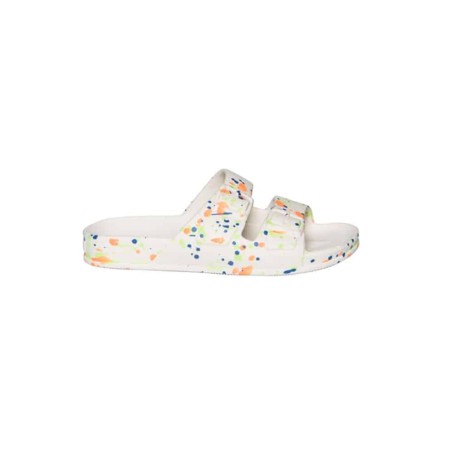sandale blanche tachetée multicolore cacatoès vue de profil enfant