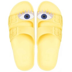 sandales jaunes patch œil cacatoès vues de haut adultes