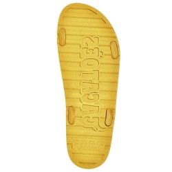 sandale jaune sportive cacatoès motifs bandana vue de la semelle